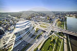 Panorama from above of modern part of Krakow