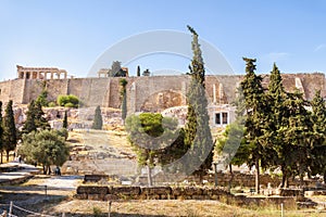 Panorama of Acropolis hill in Athens, Greece