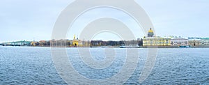 Panorama of Admiralty Embankment of Saint Petersburg, Russia