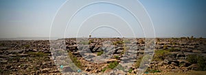 Panorama with Adrar mountain near Terjit, rocks and gorge, Mauritania