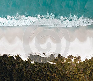 Panorama Aerial Drone Picture of the white sand Hyams beach in New South Wales, Australia