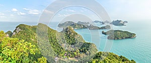 Panorama aerial  landscape view group of Angthong islands national marine park from Pha Jun Jaras view point at Wua Ta Lap island photo