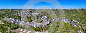 Panorama in an aerial view of an apartment complex buildings in Austin, Texas