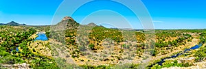 Panorama of the Aerial view of the area surrounding the Ge-Selati River where it joins the Olifants River in Kruger National Park photo