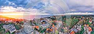 Panorama aerial view cityscape Svetlogorsk Kaliningrad Russia, sunny summer day