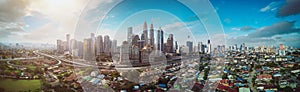 Panorama aerial view in the middle of Kuala Lumpur cityscape skyline