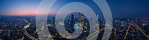 Panorama aerial view in the middle of Kuala Lumpur cityscape skyline