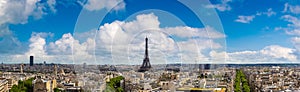 Panorama of aerial view of Paris, France