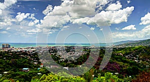 Panorama aerial view to Port of Spain, Trinidad and Tobago photo