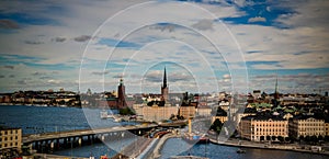 Panorama aerial view to Stokholm from Katarina viewpoint at Stokholm , Sweden