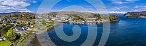An panorama aerial view towards the southen bay of Portree on the Isle of Skye, Scotland photo