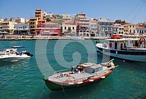 Panorama of Aghios Nikolaos in Crete, Greece.