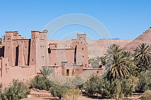 Panorama of Ait Ben Haddou Casbah near Ouarzazate city in Morocco, Africa.