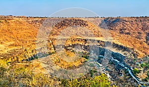 Panorama of the Ajanta Caves. UNESCO world heritage site in Maharashtra, India