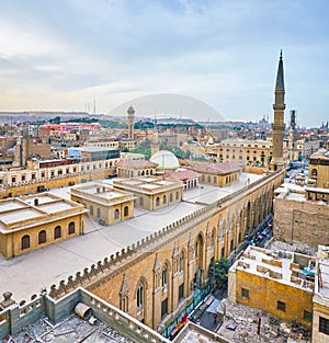 Panorama of Al-Hussein Mosque in Cairo, Egypt