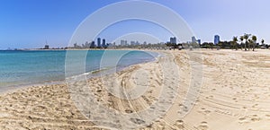 Panorama of Al Mamzar beaches in Dubai