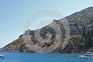 Panorama of Alanya castle in Turkey.