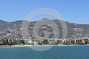 Panorama of Alanya city in Turkey.