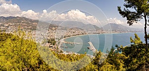 Panorama of Alanya Turkey - view from fortress or citadel