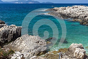 Panorama of Alaties Beach, Kefalonia, Ionian islands, Greece photo