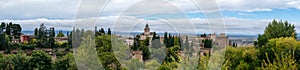 Panorama of the Alhambra of Granada in Andalucia in Spain