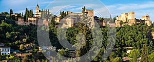 Panorama of Alhambra of Granada palace from Albaicin