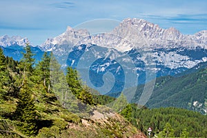 Panorama of the Alpes at the Falcade in Dolomites, Trentino Alto Adige. Italy photo