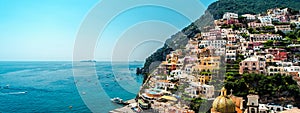 Panorama of amazing Amalfi coast. Positano, Italy