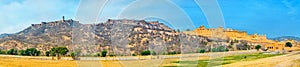 Panorama of Amer and Jaigarh Forts in Jaipur - Rajasthan, India