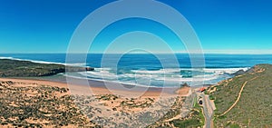 Panorama from Amoreira beach on the west coast in Portugal