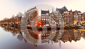 Panorama of Amsterdam canal Herengracht