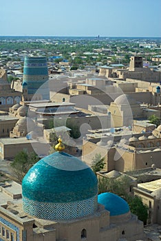 Panorama of an ancient city of Khiva, Uzbekistan