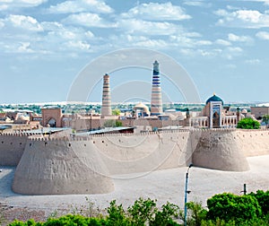 Panorama of an ancient city of Khiva, Uzbekistan photo