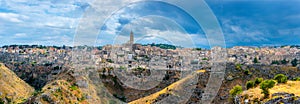 Panorama of the ancient city of Matera at sunset