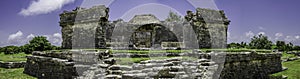 Panorama of Ancient Mayan ruin Tulum Mexico