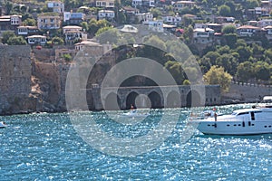 Panorama of ancient shipyard in Alanya.