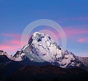 Panorama of Annapurna South peak - view from Poon Hill on Annapurna Circuit Trek, Nepal