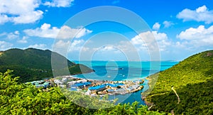 Panorama of Anse Marcel on the island of Saint Martin in the French West Indies