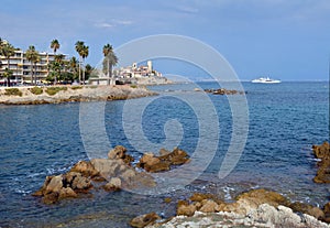 Panorama of Antibes Old Town and Mediterranean France