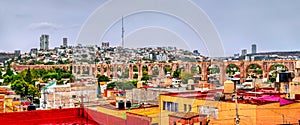 Panorama of the aqueduct of Queretaro in Mexico