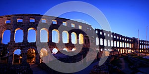 Panorama of the arches of the Roman amphitheatre i