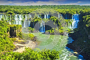 The panorama of Argentine side of Iguazu waterfall. Misiones, Argentina photo