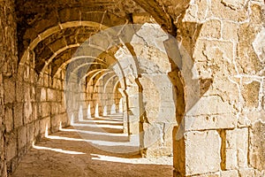 Panorama of Aspendos theatre arcade