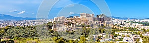 Panorama of Athens with Acropolis hill, Greece. Famous old Acropolis is a top landmark of Athens