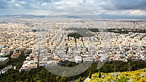 Panorama of Athens from Lycabettus. Lycabettus also known as Lycabettos, Lykabettos or Lykavittos