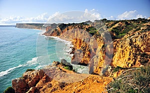 PAnorama of atlantic coastline at Lagos, Algarve