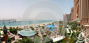 Panorama of Atlantis the Palm hotel's beach