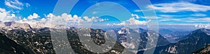 Panorama of the Austrian Alps from the mountain Krippenstein and the beautiful HallstÃ¤tter See with the most famous Austrian