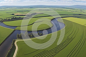 Panorama background of fields and meadows in different seasons ai generated