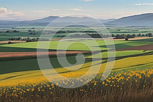 Panorama background of fields and meadows in different seasons ai generated